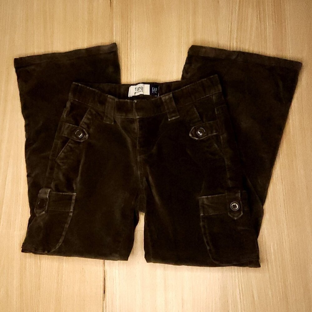 Gap Kids Girls Green Velvet Flare Pants 6